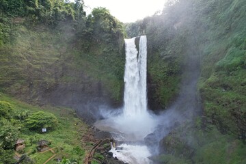 Beautiful waterfall surrounded by lush greenery in Garut, West Java Indonesia, Curug Sanghyang taraje, Garut, West Java