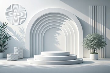 Modern Abstract Interior With Curved White Design Elements Generative AI