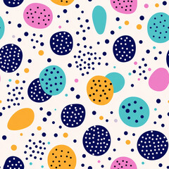 Seamless polka dot, Colorful polka dot pattern design on a pale violet background, perfect for creative projects and graphic resources.