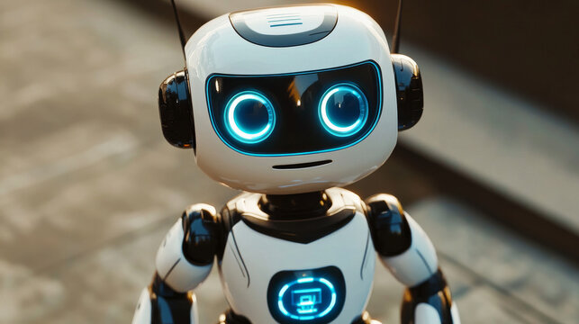 Artificial intelligence robot, cartoon vector illustration isolated on background. Development of robots