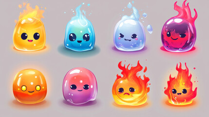 Funny Fantasy Round Monsters For