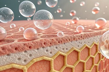 Close-up View of Skin Layers With Moisture Droplets Generative AI