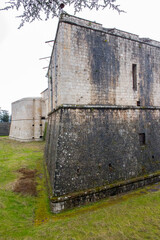 Closeup of the tower of the Spanish Fort of L'Aquila, Abruzzo, central Italy. The Spanish Fort is a...
