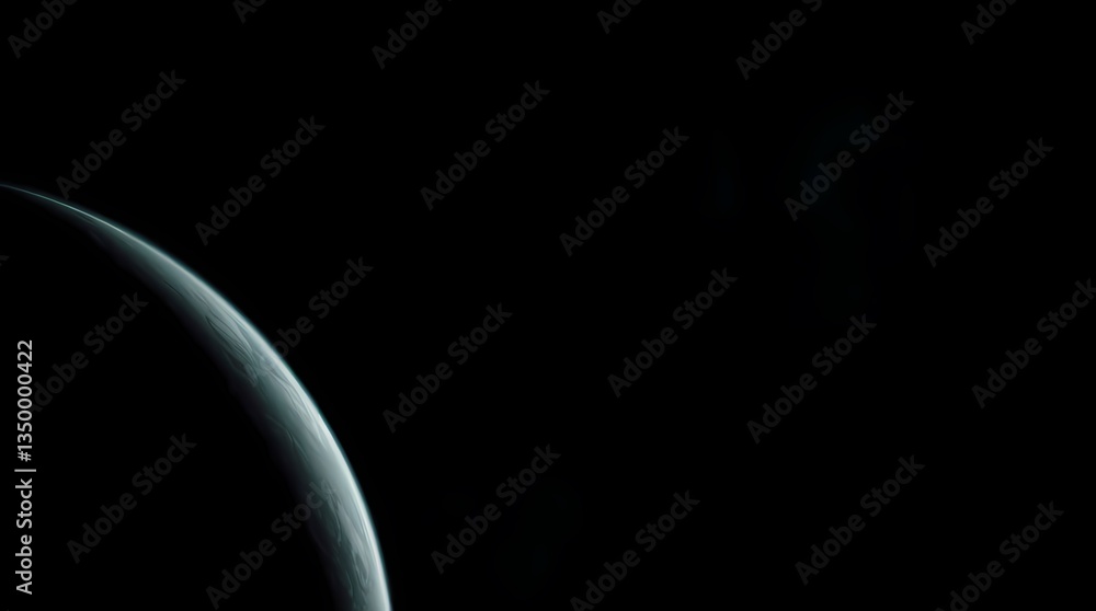 Poster celestial dawn: witness a mesmerizing glimpse of a distant planet, its atmosphere subtly illuminated