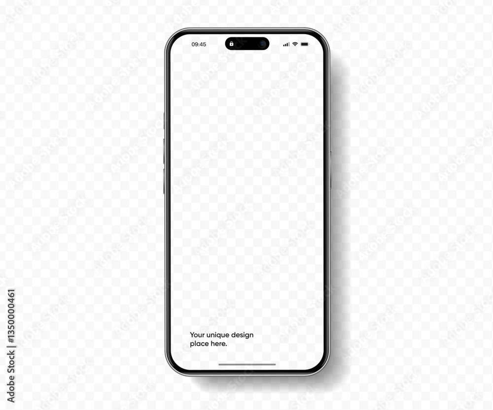 Poster Realistic smartphone mockup. Mobile phone vector with isolated on white background. Device front view. 3D mobile phone with shadow. Realistic, high quality smart phone mockup for ui ux presentation.