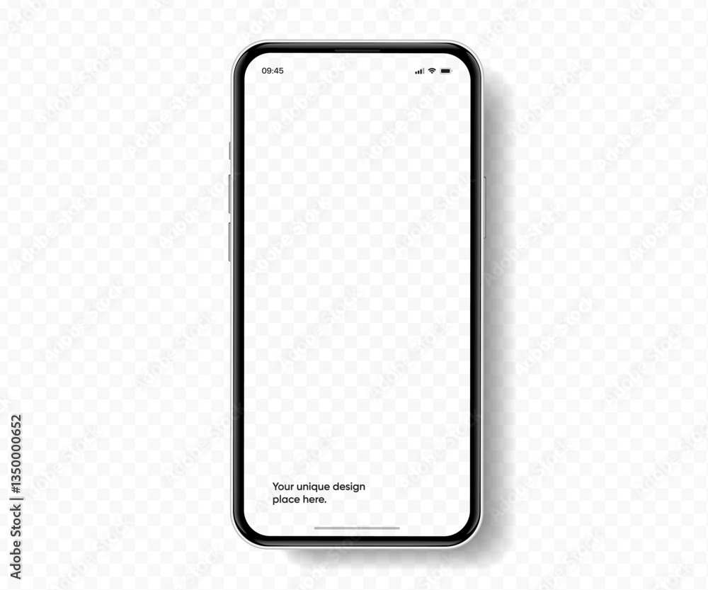 Poster Realistic smartphone mockup. Mobile phone vector with isolated on white background. Device front view. 3D mobile phone with shadow. Realistic, high quality smart phone mockup for ui ux presentation.