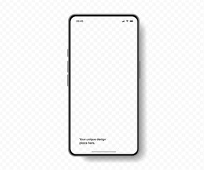 Realistic smartphone mockup. Mobile phone vector with isolated on white background. Device front view. 3D mobile phone with shadow. Realistic, high quality smart phone mockup for ui ux presentation.