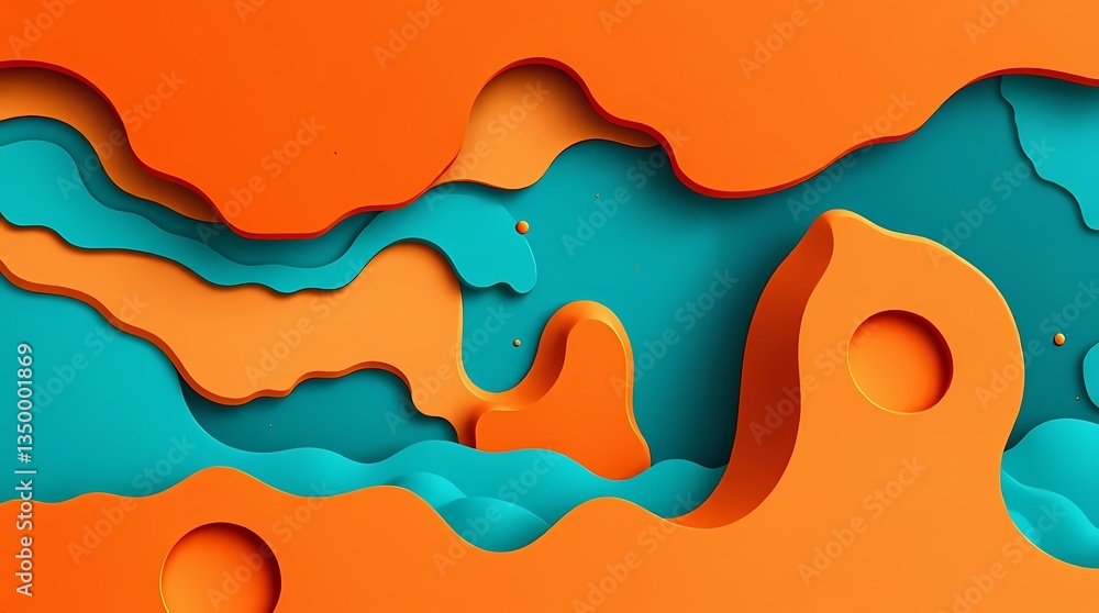 Aufkleber abstract layers of color: a vibrant and artistic layered paper design with fluid shapes in captivati