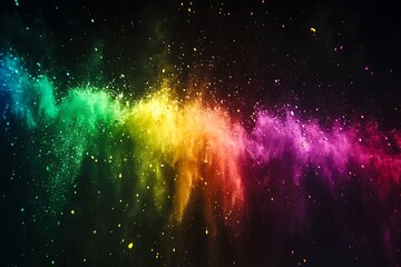 Colorful Rainbow Holi Paint Explosion Vibrant Dust Cloud