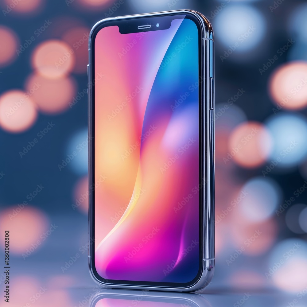 Aufkleber stunning smartphone with vibrant display showcasing colorful abstract designs against a soft bokeh b