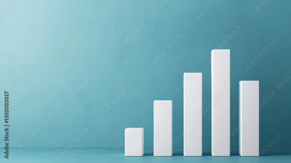 Poster a minimalist visual showing increasing white bars on a teal background, symbolizing growth or progre