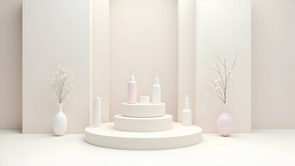 Minimalist Cosmetic Product Display Podium