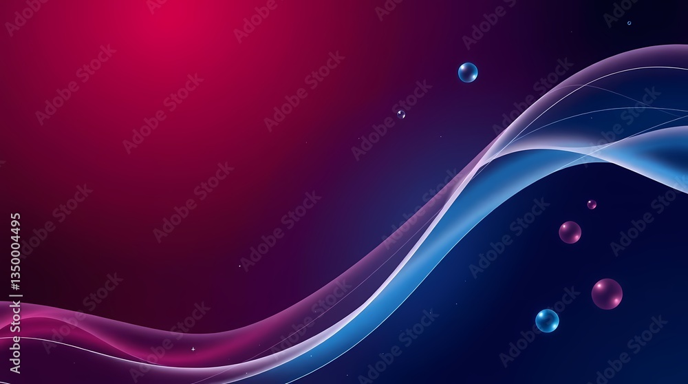 Poster abstract fluid elegance: a vibrant composition of flowing, multi-colored, fluid lines and subtle bub