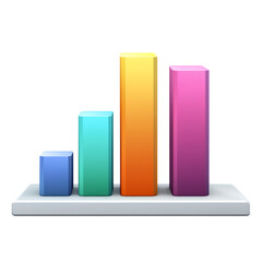 Colorful 3D Bar Graph Showing Growth Progress Chart Data Visualization