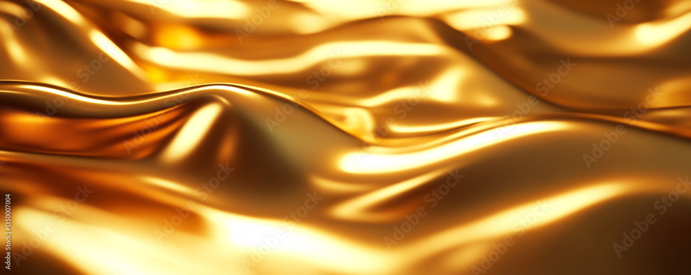 Aufkleber a close up of golden fabric with soft waves and highlights creating a luxurious and elegant appearan