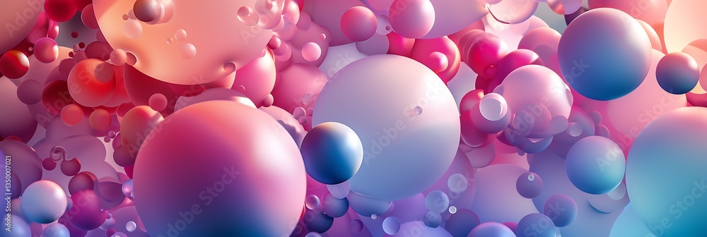 Aufkleber abstract colorful spheres background. playful and vibrant 3d render with soft gradient spheres in pa