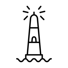 Mercusuar icon in line style. Lighthouse icon in line style
