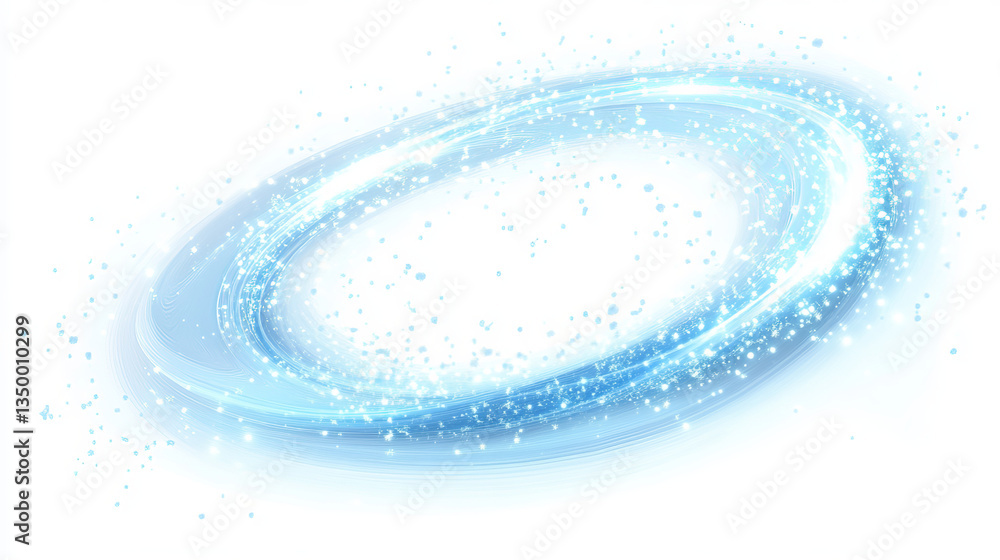 Poster circle and wave blue wind effect with particles. realistic 3d vector illustration set of abstract cu