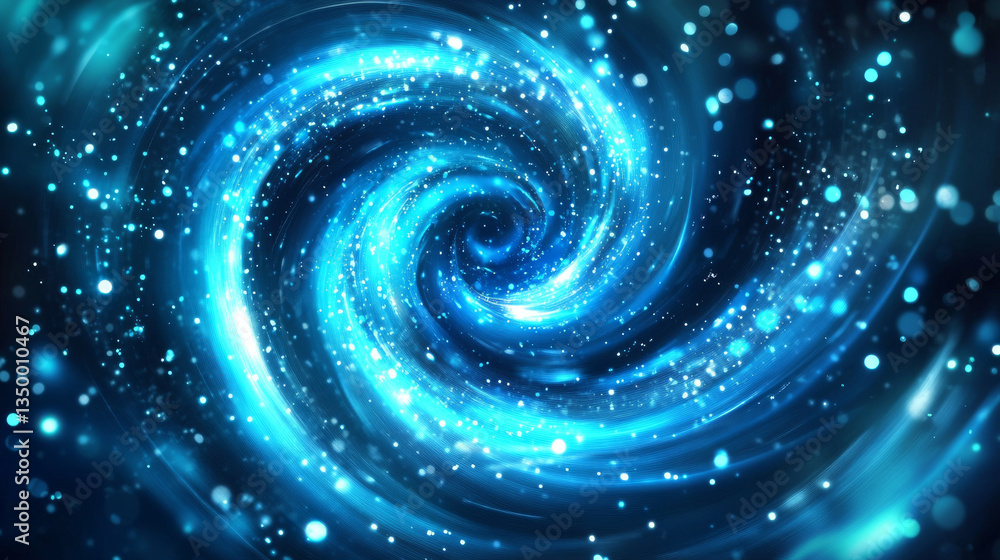 Poster circle and wave blue wind effect with particles. realistic 3d vector illustration set of abstract cu