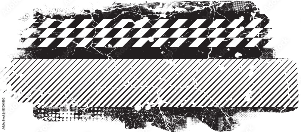 Aufkleber Grunge textured banner with rough edges. Halftone dots texture. Overlay grunge texture . Simply place texture over any object to create grunge effect . Banner with scratched surface for your design. 