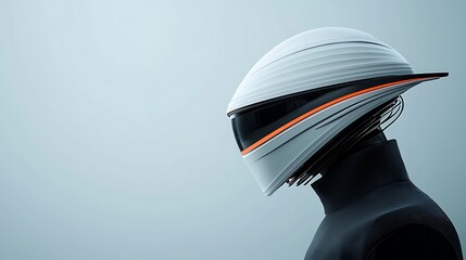 Futuristic Helmet for Profile View, Gray Background.