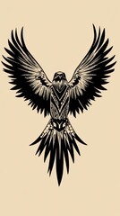 Obraz premium The striking black and white drawing of a soaring bird