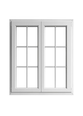 Obraz premium White double-paned window frames with two glass panes, on Png Format and Transparent Background