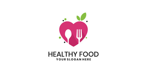 Love food logo, healthy meal icon design
