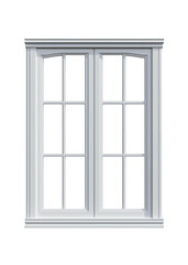 Obraz premium White double-paned window frames with two glass panes, on Png Format and Transparent Background