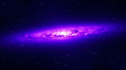 Celestial Symphony: An awe-inspiring image of a spiral galaxy, rendered in radiant hues of purple, its swirling arms and bright core set against the backdrop of the inky cosmos.