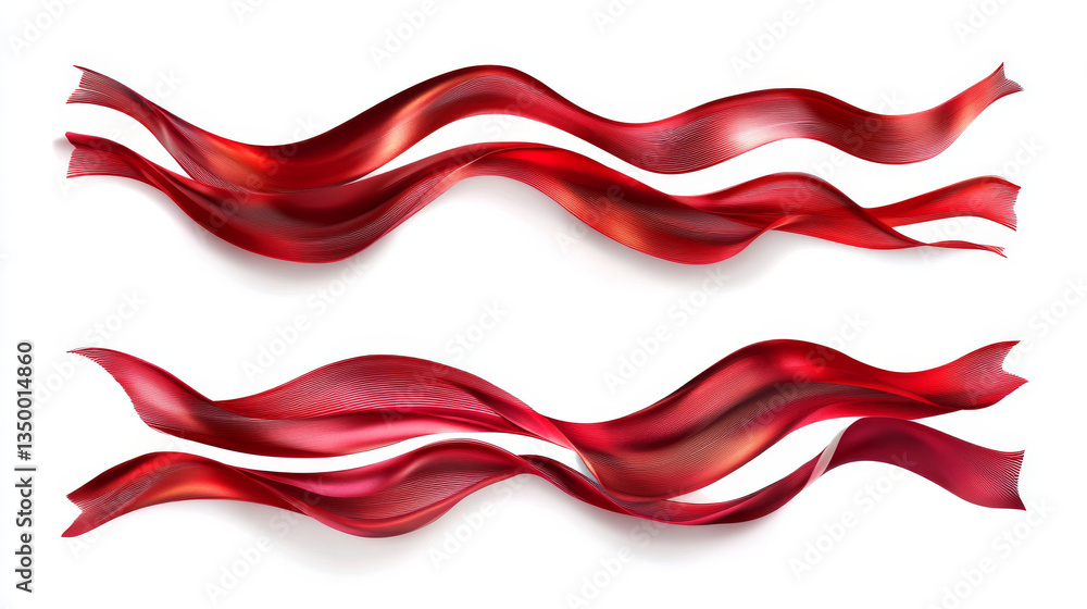 Poster set abstract vector banners with smooth shiny red waves