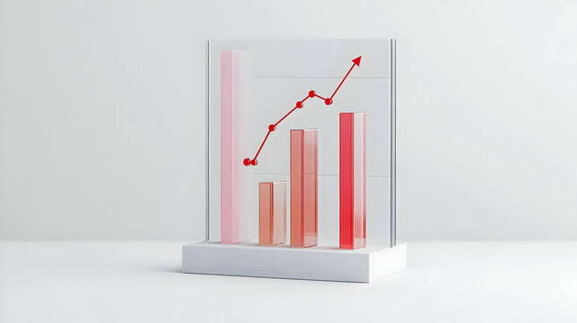 3D Bar Chart with Losses Highlighted in Red on Isolated Background