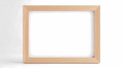 Fototapeta premium Minimalist Wooden Frame: A simple, light wooden frame, ideal for showcasing photos or artwork, sits elegantly, ready to capture a treasured moment or enhance a creative project.