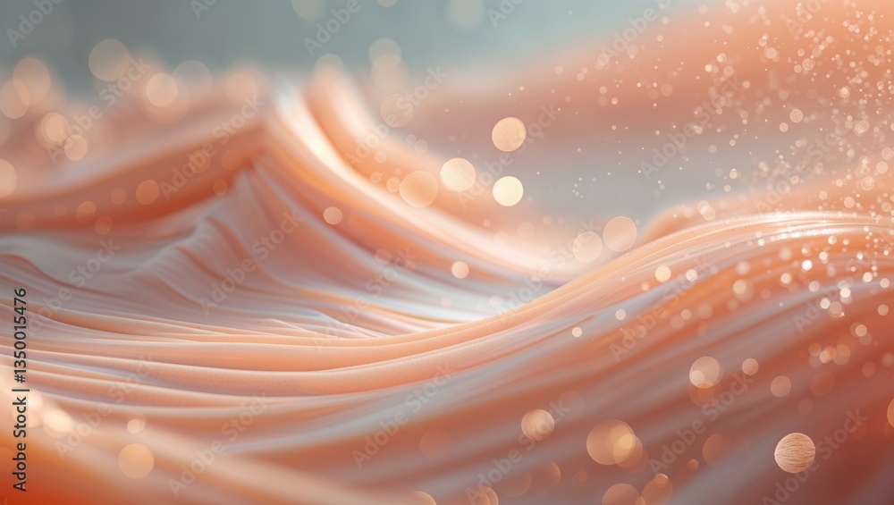 Poster flowing texture creates a mesmerizing visual with soft colors and sparkling effects in a serene sett