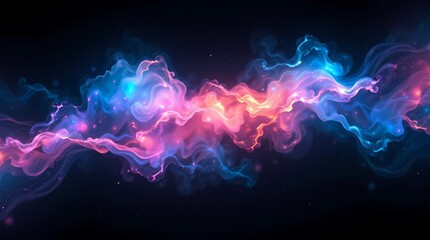 Cosmic Dance of Colors: A mesmerizing display of vibrant, swirling colors, reminiscent of a nebula or celestial event, unfurls against a dark, mysterious backdrop. 