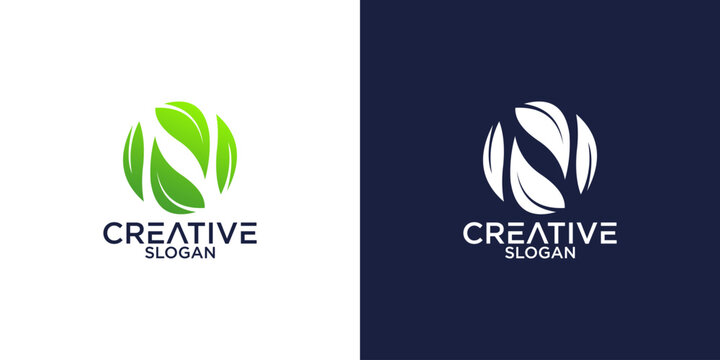 Monogram Letter N Leaf Logo Nature Logos Stock Illustration . Simple Letter N Organic Logo Design Natural
