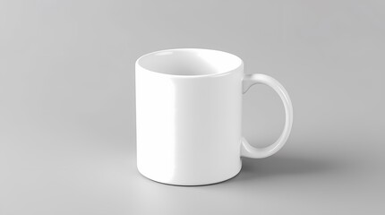 Empty Ceramic Mug: A plain, white ceramic mug stands in isolation, its minimalist design highlighting the perfect vessel for a morning beverage.