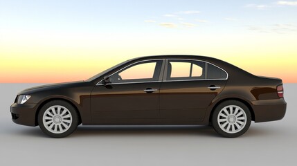 Fototapeta premium Dark Brown Sedan Car Profile View