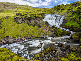 Skogafoss waterfall and the hike of 20 waterfalls, Iceland