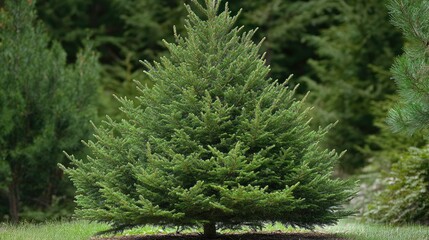 Obraz premium Lush Green Scotch Pine: A Vibrant Showcase of Needle-Laden Forest Beauty