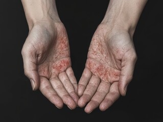 Fototapeta premium Close-up photo of two palms clasped together in front of body, symbolizing unity, connection or communication.