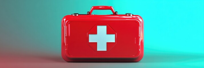 Obraz premium Red and white medical emergency supplies