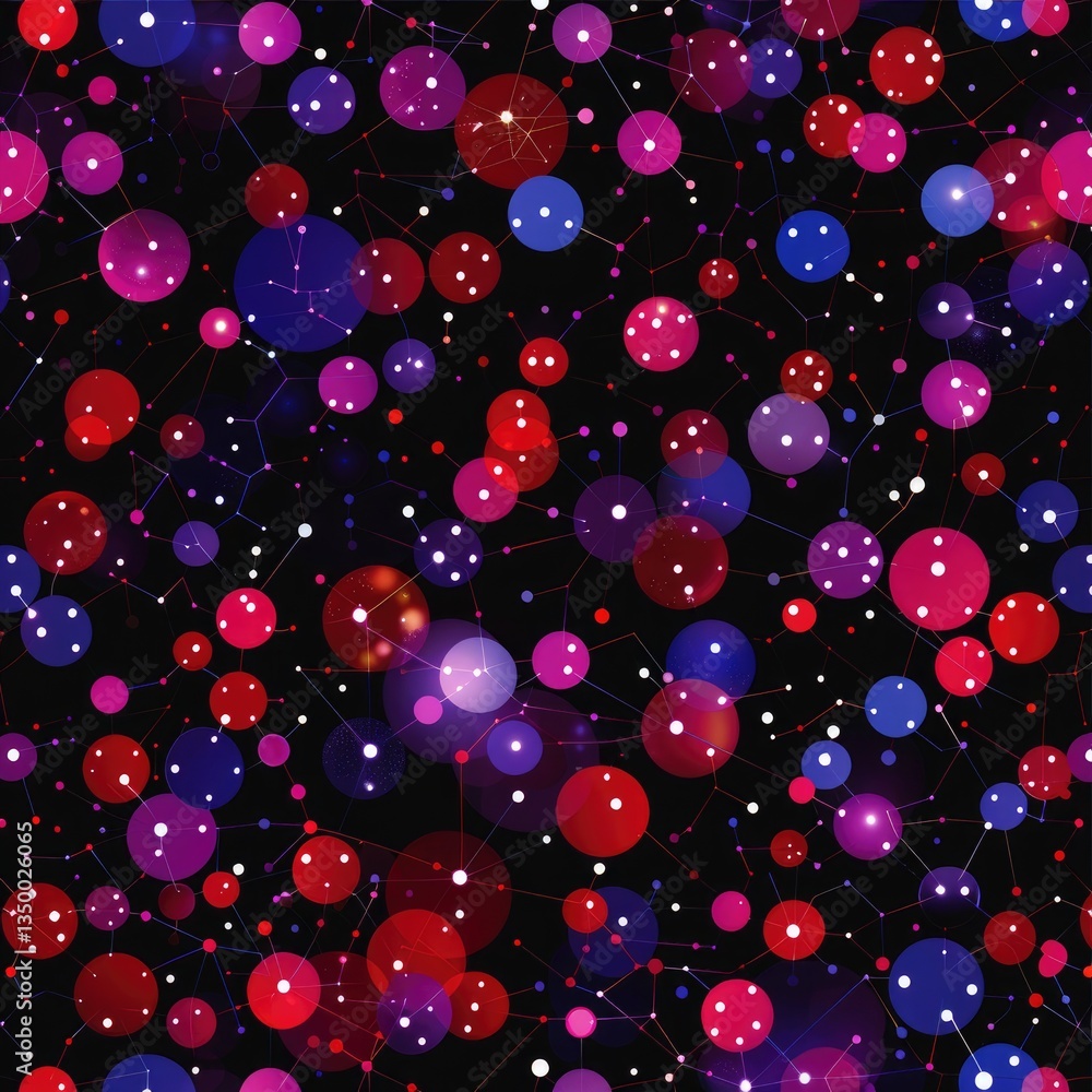 Poster colorful abstract background with vibrant circular shapes and connecting lines