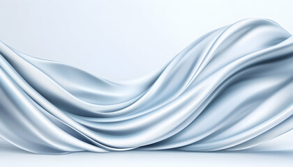 Obraz premium Flowing, light-blue silk fabric drapes elegantly against a soft white background