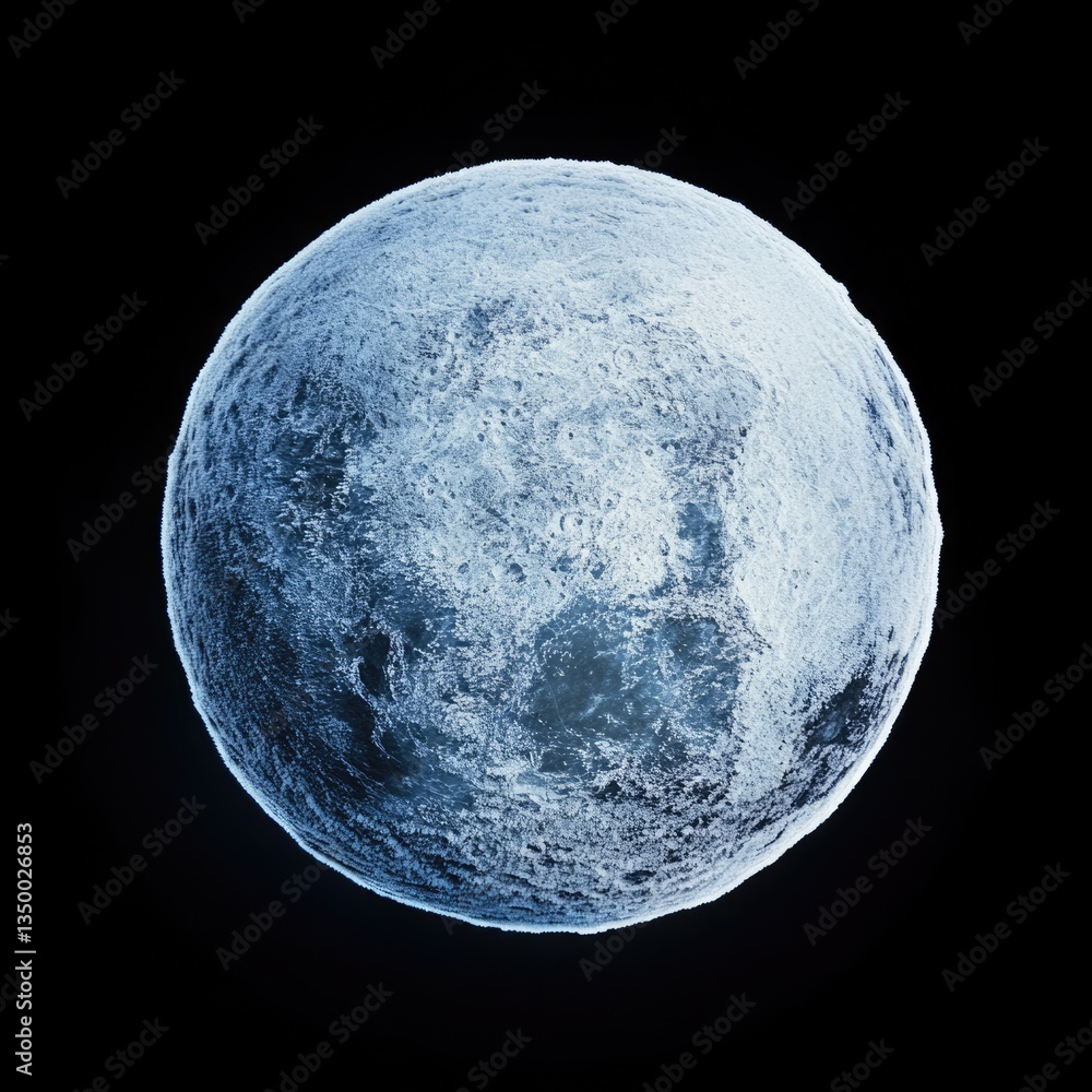 Canvas Prints icy blue sphere: isolated frozen planet in outer space with dark background