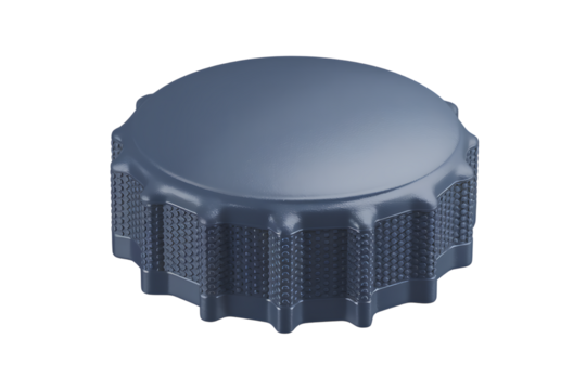 Detailed View of a Slate Gray Plastic Screw-On Cap isolated on transparent background , cutout