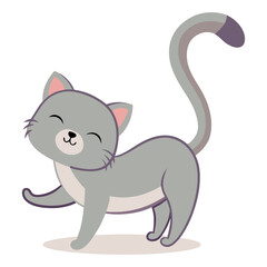 Cute Cat Stretching – Playful Expression in Minimal Vector Style on Transparent Background