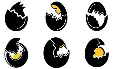 Cracked Broken Egg Icon Collection for Food, Easter, and Nature Design