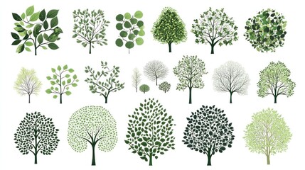 Diverse Green Trees Collection for Design