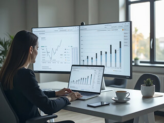 A minimalist desk setup with a laptop 
